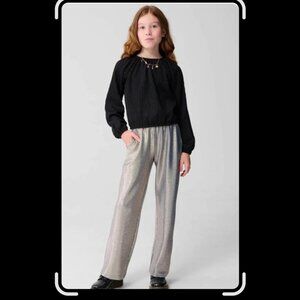 Shoeby metallic silver glitter wide leg festive pants size girls 3-4